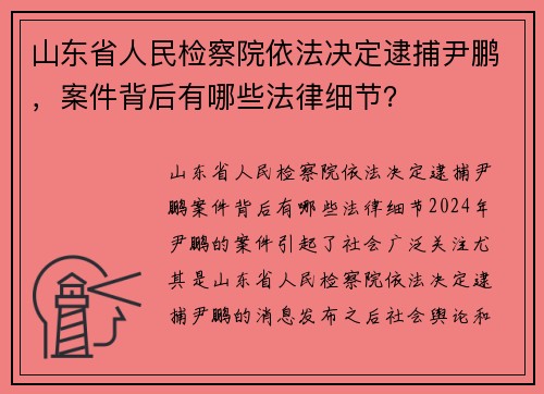 山东省人民检察院依法决定逮捕尹鹏，案件背后有哪些法律细节？